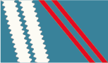 azure-blue / red / cream