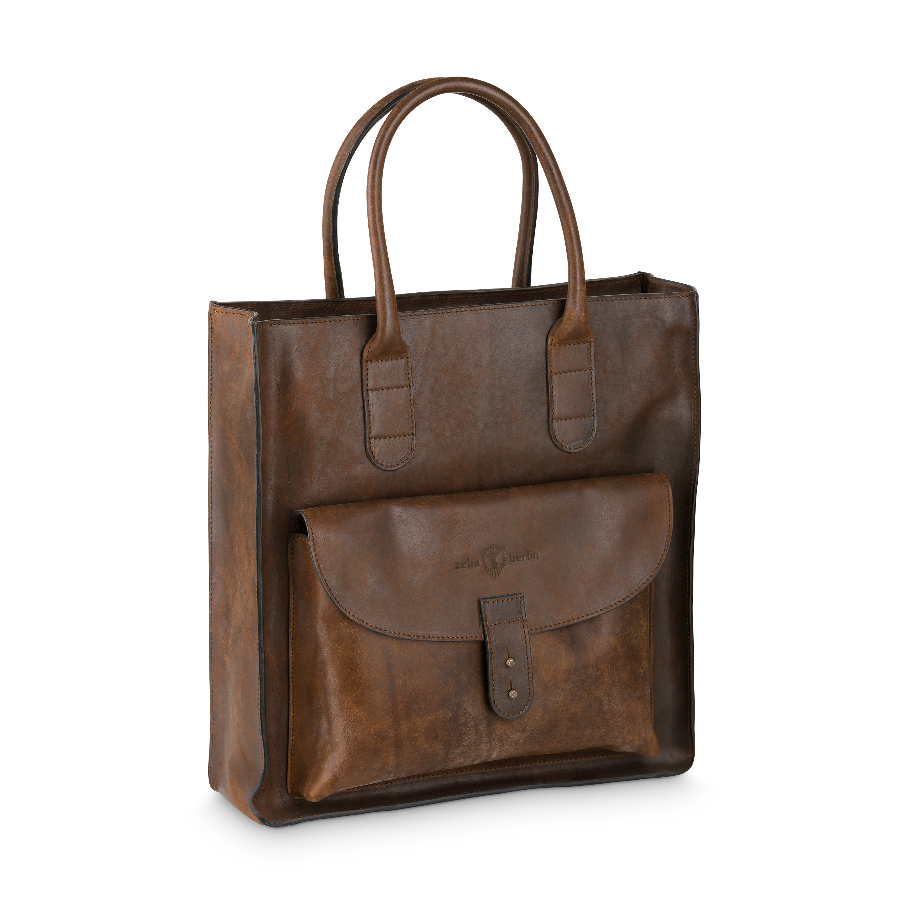 ZEHA - Leather shopping  bag maxi