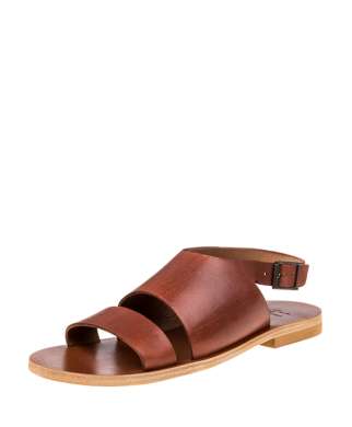 Women's Leather Flat Sandals brown Back-Strap Velcro Shoes Cork Sole