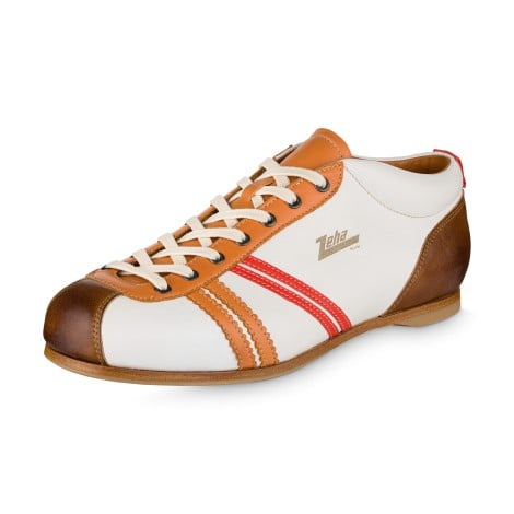 Carl Hässner Liga Ledersneaker in Weiß, Rot und Azurblau