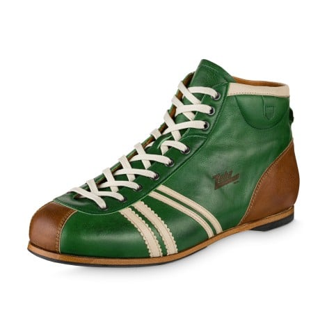 Carl Hässner Derby Ledersneaker in Grün, Cognac und Cremeweiß